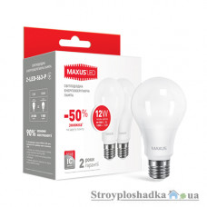 Лампа светодиодная Maxus A65, 12 Вт, 3000 К, 220 В, E27 (2-LED-563-P), 2 шт/уп