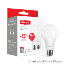 Лампа світлодіодна Maxus A65, 12 Вт, 4100 K, 220 В, E27 (2-LED-564-P), 2 шт/уп