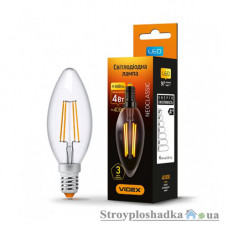 Лампа светодиодная VIDEX Filament C37F, 4 Вт, E14, 3000K, 220 В