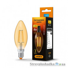 Лампа светодиодная VIDEX Filament C37FA, 4 Вт, E14, 2200K, 220 В