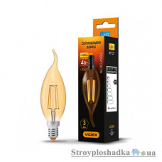 Лампа светодиодная VIDEX Filament C37FtA, 4 Вт, E14, 2200K, 220 В, бронза