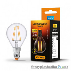 Лампа светодиодная VIDEX Filament G45F, 4 Вт, E14, 4100K, 220 В