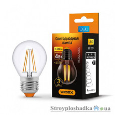Лампа светодиодная VIDEX Filament G45F, 4 Вт, E27, 3000K, 220 В