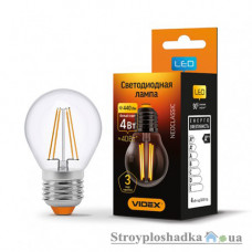 Лампа светодиодная VIDEX Filament G45F, 4 Вт, E27, 4100K, 220 В