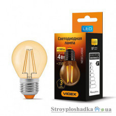 Лампа світлодіодна VIDEX Filament G45FA, 4 Вт, E27, 2200K, 220 В, бронза