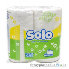 Бумага туалетная Solo, белая, двухслойная, 4 шт 