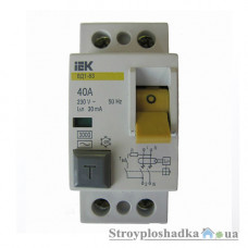 Устройство защитного отключения IEK, ВД1-63, 40 А, 30 мА, 2P (MDV10-2-040-030)