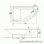 Ванна акриловая асимметричная Kolo Mirra, 170х110 см, левая, в комплекте с ножками и элементами креплений, белая