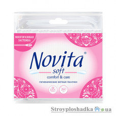 Ватные палочки Novita Soft,  в полиэтиленовой упаковке, 260 шт 