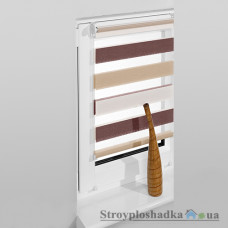 Рулонная штора (ролет) на балкон Vidella Zebra trikolor ZTC-1, белый/латте/коричневый, 69x230 см 