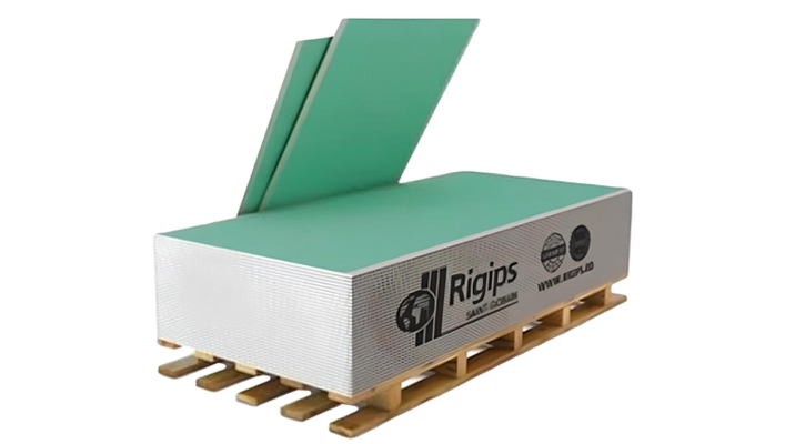 Гіпсокартонна плита Rigips RBI 12.5x1200x2500, вологостійка