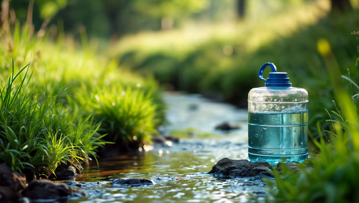 Каністра для питної води біля струмка