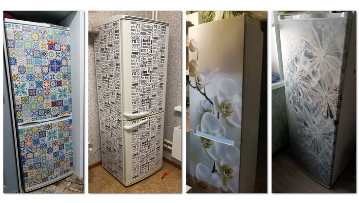 Самоклейка на холодильник абстракция и цветы